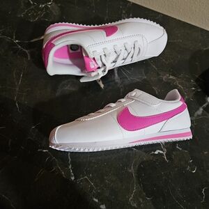 Nike Kids' White & Pink Classic Cortez Sneaker